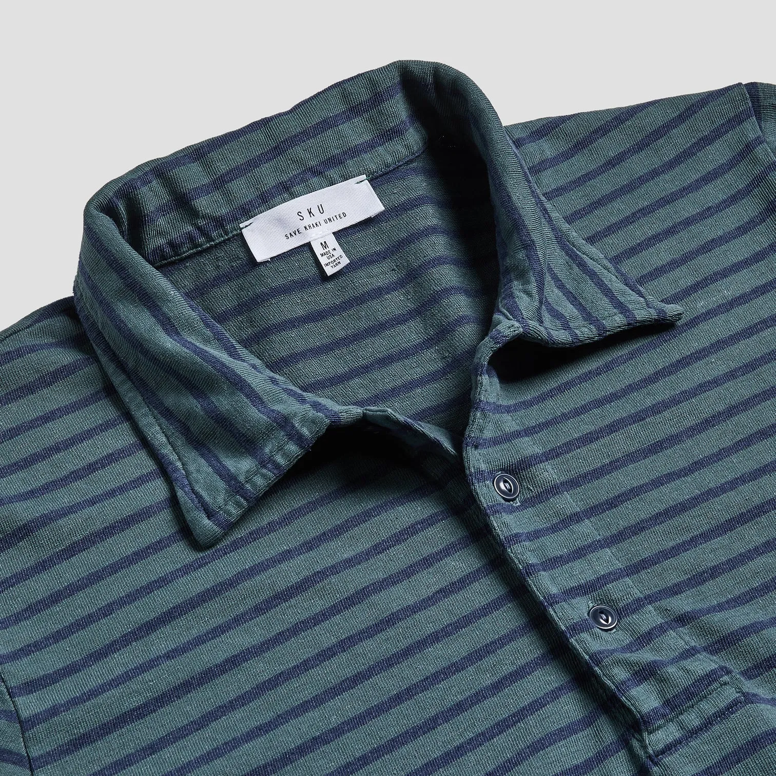 Organic Hemp Stripe Polo (Pine)