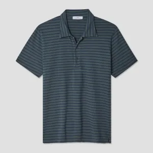 Organic Hemp Stripe Polo (Pine)
