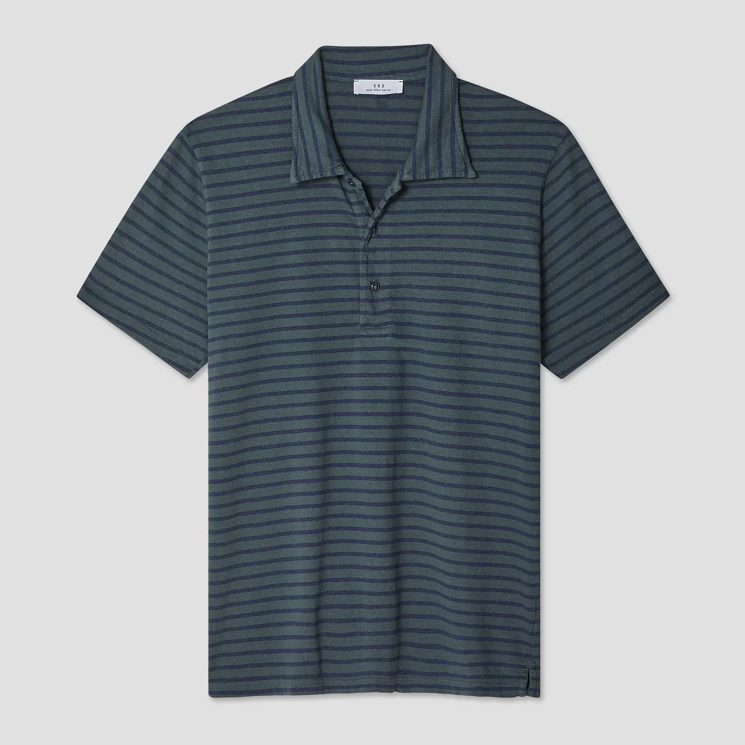 Organic Hemp Stripe Polo (Pine)