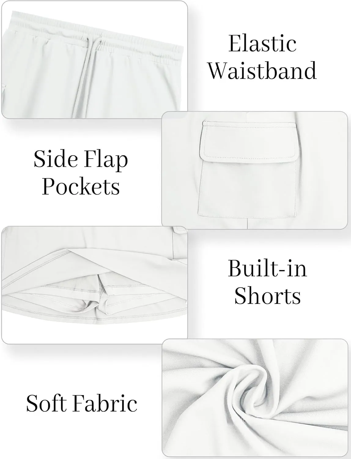 Panegy Women Tennis Skirt with Built-in Shorts Elastic Waist Drawstring Badminton Skirt Activewear Mini Skort
