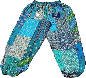 Patchwork Harem Pants with Pockets, Hippie Boho Rayon Harem Pants, Womens Summer Pants, Festival Clothing