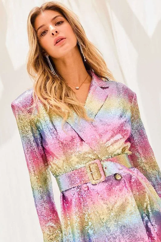 Pink Multi Rainbow Jacket Dress