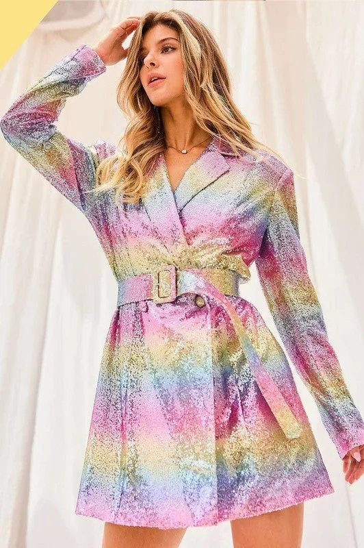Pink Multi Rainbow Jacket Dress