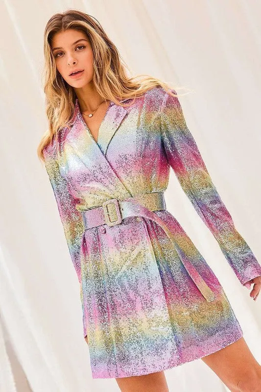 Pink Multi Rainbow Jacket Dress