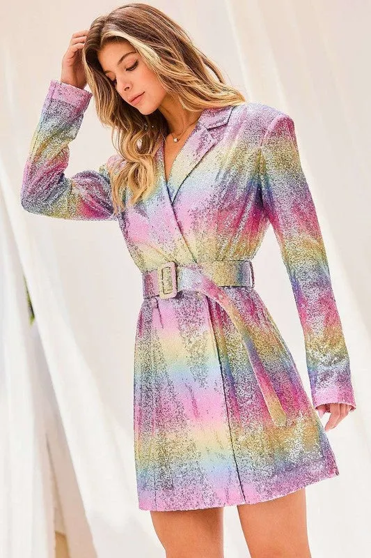 Pink Multi Rainbow Jacket Dress