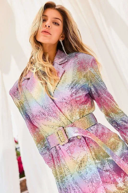 Pink Multi Rainbow Jacket Dress