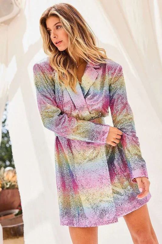 Pink Multi Rainbow Jacket Dress