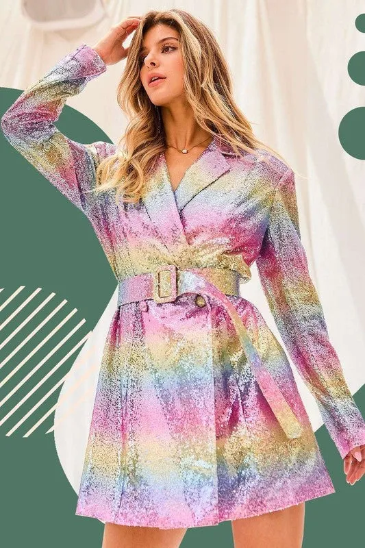 Pink Multi Rainbow Jacket Dress