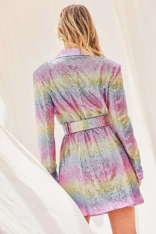Pink Multi Rainbow Jacket Dress