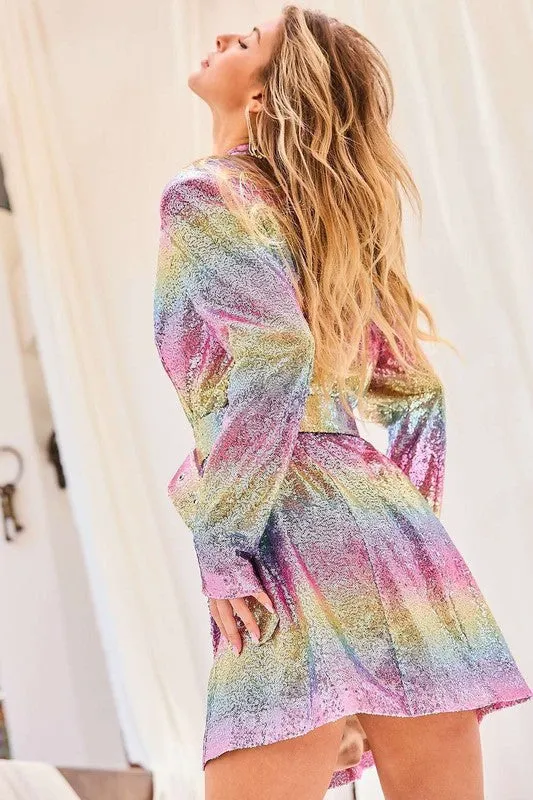 Pink Multi Rainbow Jacket Dress