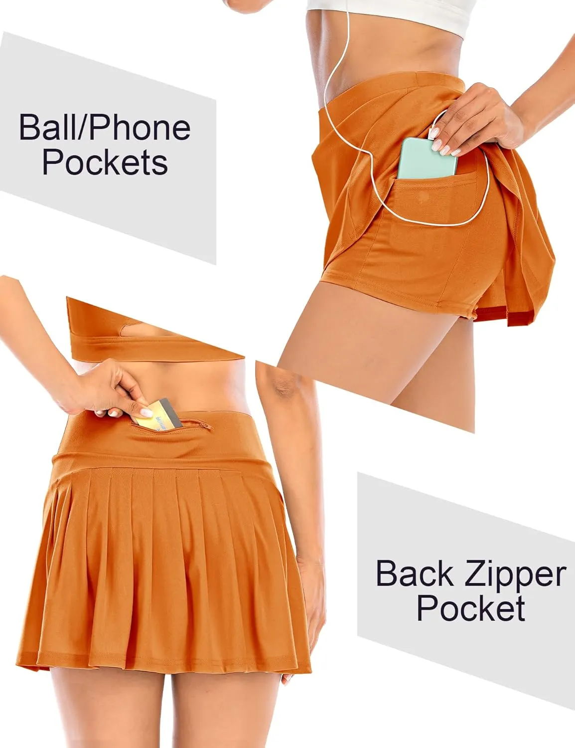 Pleated Tennis Skirts for Women Athletic Golf Skorts Activewear Running Sport Workout Skirts with Pockets Shorts