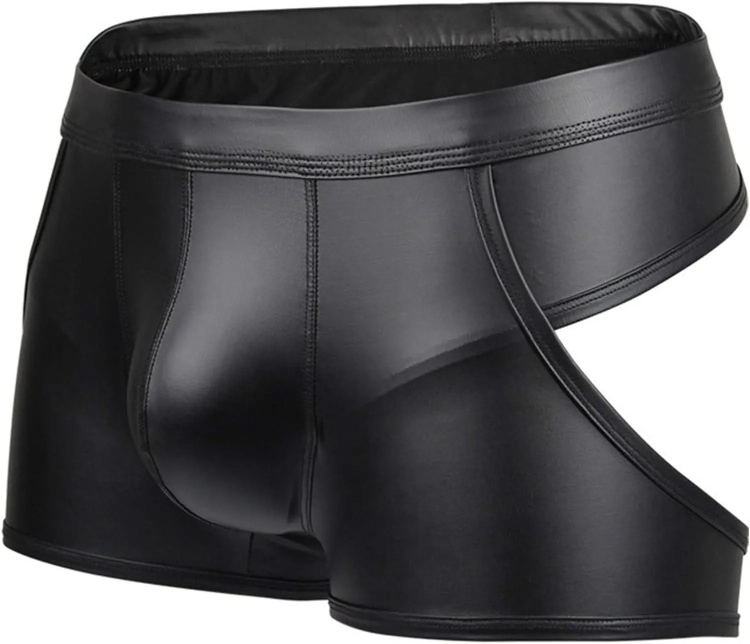 Plus Size Lingerie for Women Sexy Men Sexy Thong Faux Leather Lingerie Briefs Underwear Boxer Shorts Briefs (Black, XL)