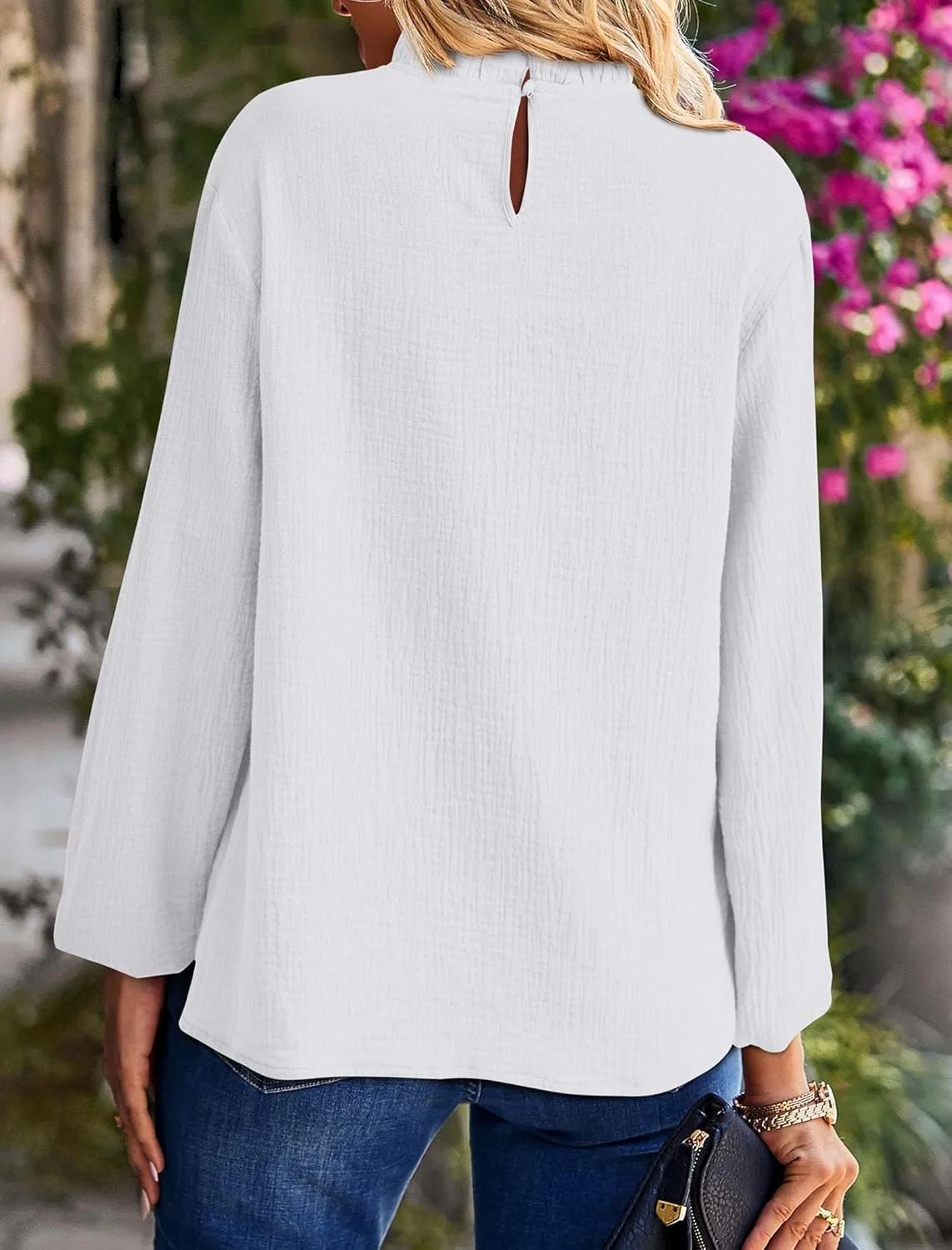 PRETTYGARDEN Women's Fall Fashion Blouse Dressy Casual Long Sleeve Crewneck Ruffle Loose Pullover Tops Shirt