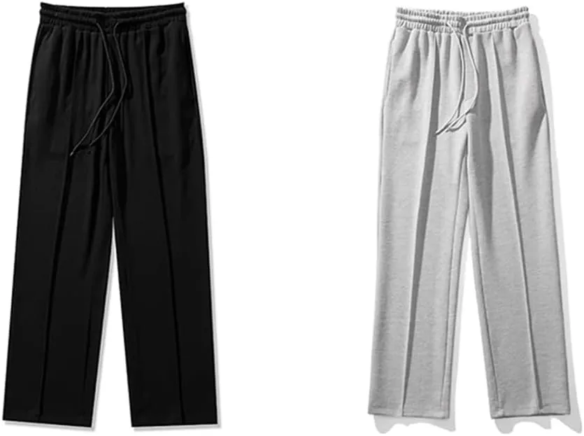 Pulcykp Men Straight Sweatpants Loose Casual Harem Pants Streetwear Sport Trousers Solid Joggers Pants