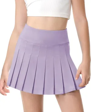QooNoo Girls Skorts Pleated Tennis Skirts for Girls Athletic Toddler High Waist Activewear Flowy Kids Golf Cheer Skirts