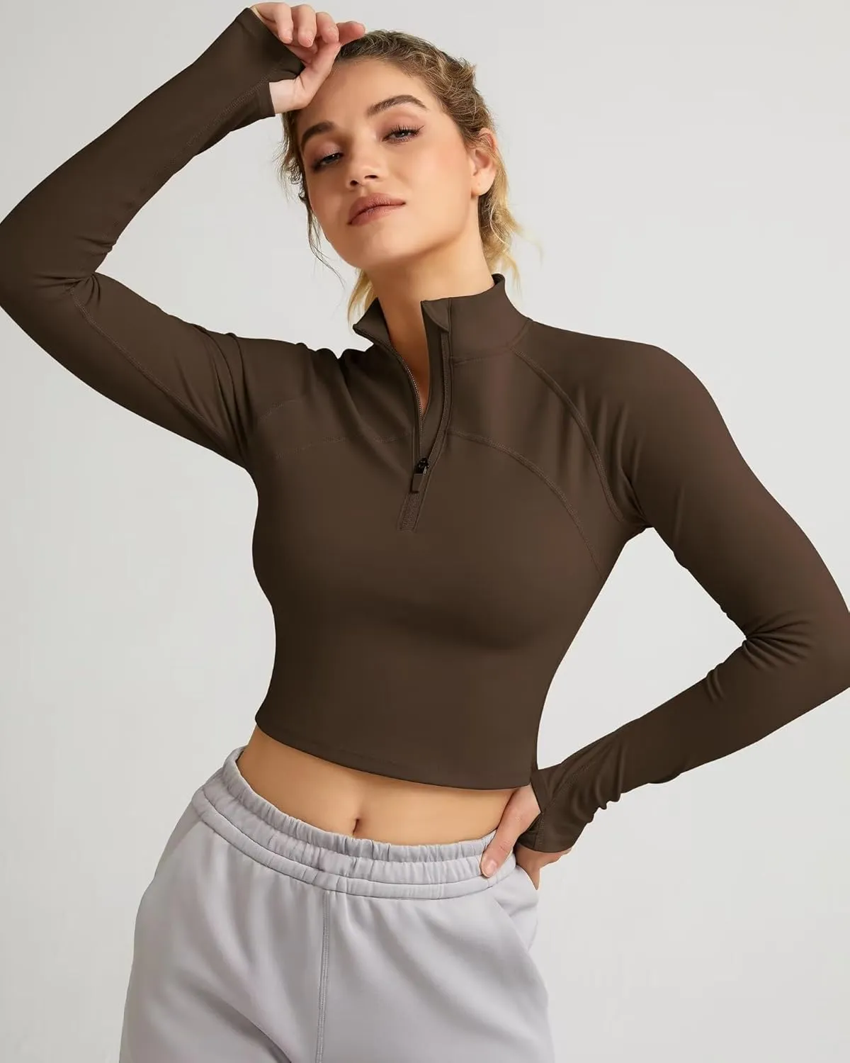 QUEENIEKE Hooded Workout Jacket for Women - Zip Up Athletic Running BBL Jacket Croped Tops with Back Mesh Vent & Thumb Holes