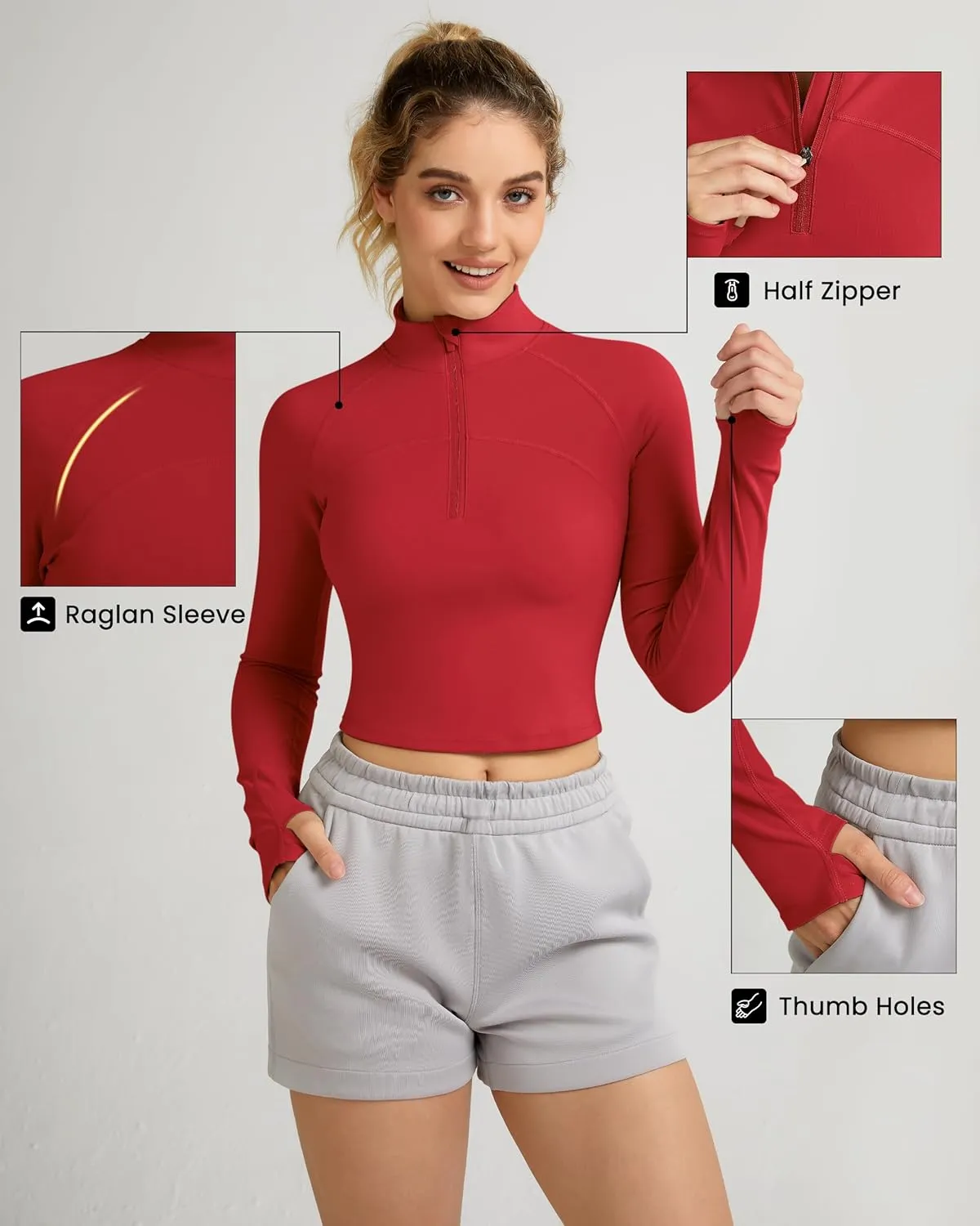 QUEENIEKE Hooded Workout Jacket for Women - Zip Up Athletic Running BBL Jacket Croped Tops with Back Mesh Vent & Thumb Holes