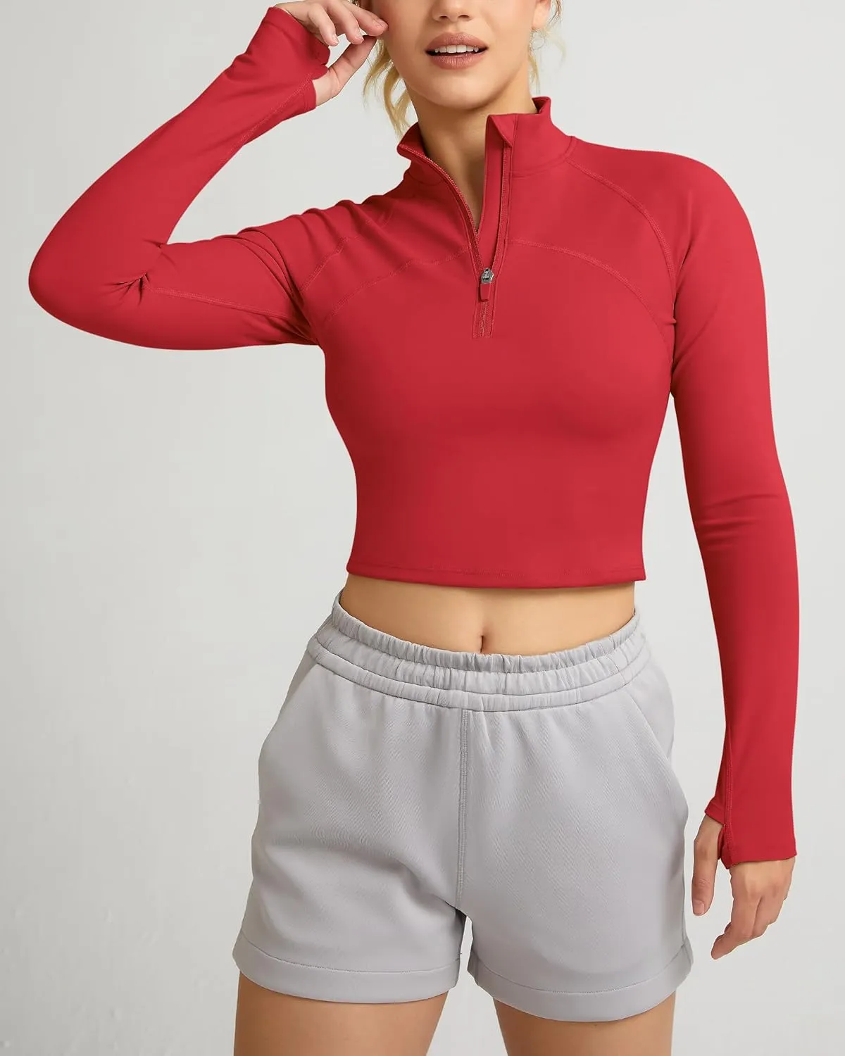 QUEENIEKE Hooded Workout Jacket for Women - Zip Up Athletic Running BBL Jacket Croped Tops with Back Mesh Vent & Thumb Holes