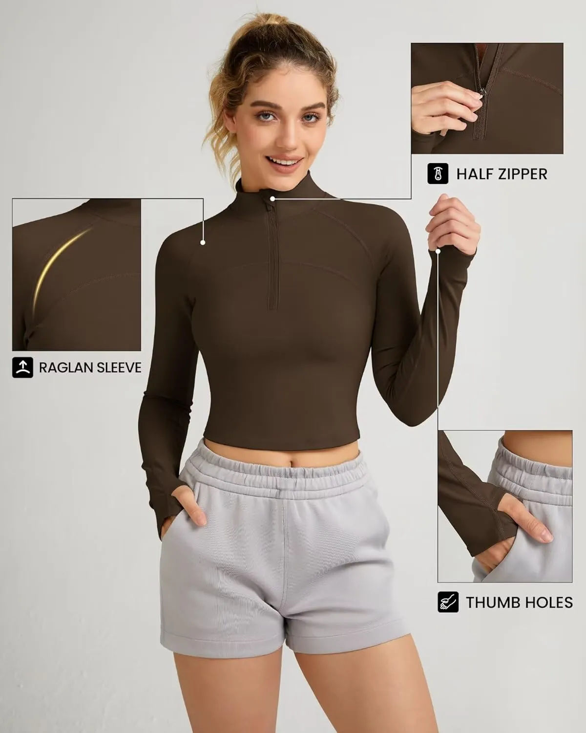 QUEENIEKE Hooded Workout Jacket for Women - Zip Up Athletic Running BBL Jacket Croped Tops with Back Mesh Vent & Thumb Holes