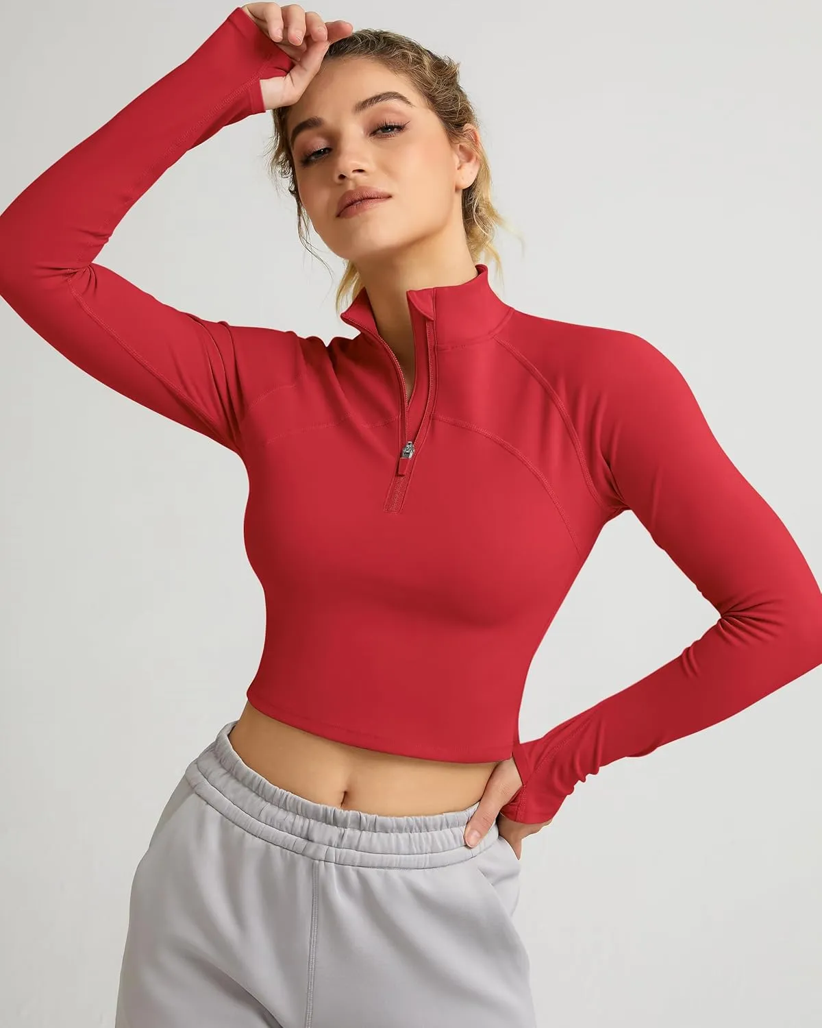 QUEENIEKE Hooded Workout Jacket for Women - Zip Up Athletic Running BBL Jacket Croped Tops with Back Mesh Vent & Thumb Holes