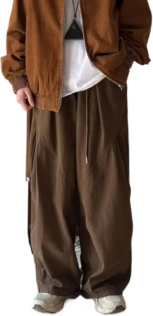 Retro Casual Pants Men Loose Solid Color Wide-Leg Trousers Japanese Oversize Harem Pants Spring Autumn