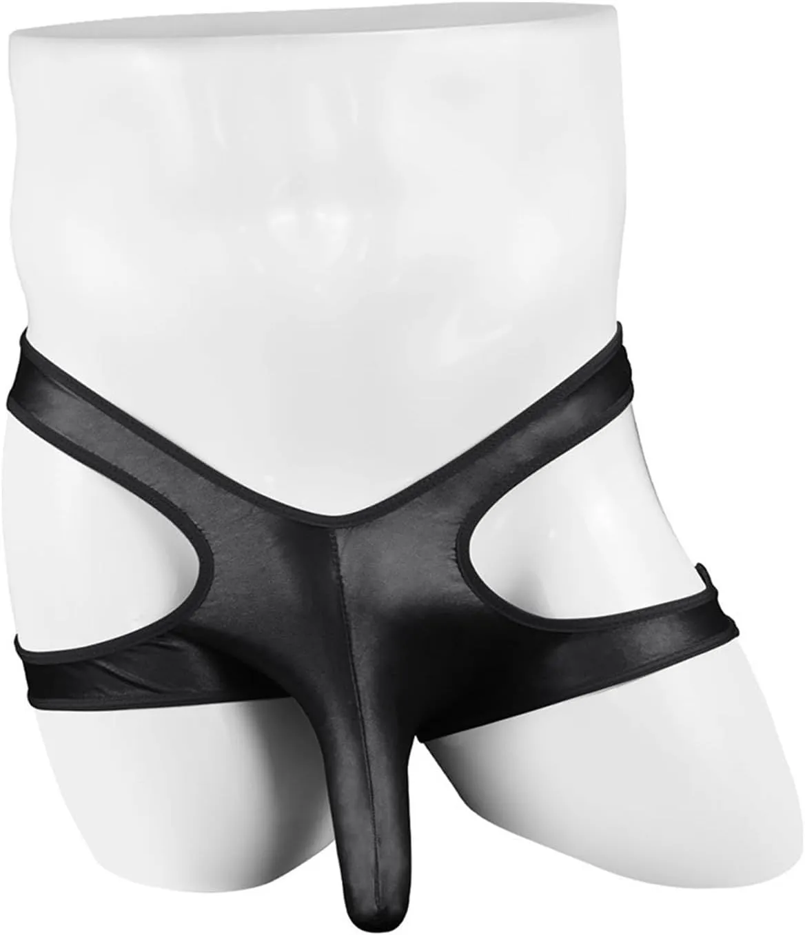 Sexy G-String Thongs for Men Elephant nose Hip Lift PU Leather Lingerie Cutout T-Back Elastic Underwear Stretchy Briefs