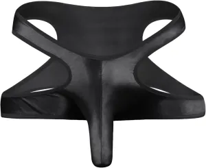 Sexy G-String Thongs for Men Elephant nose Hip Lift PU Leather Lingerie Cutout T-Back Elastic Underwear Stretchy Briefs