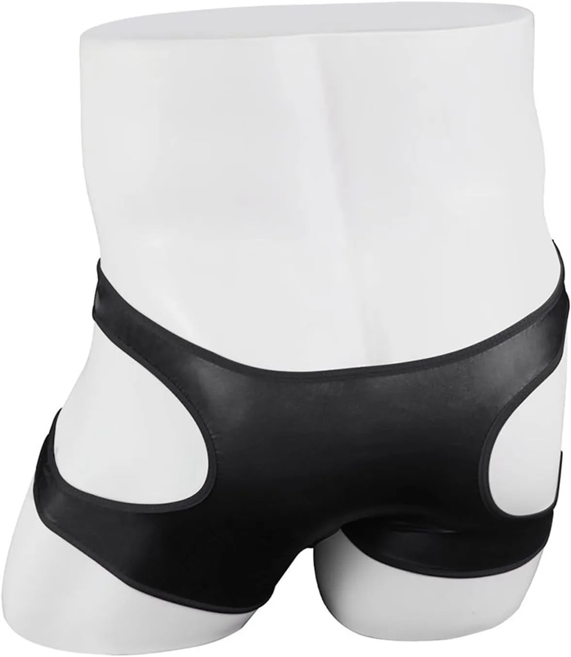 Sexy G-String Thongs for Men Elephant nose Hip Lift PU Leather Lingerie Cutout T-Back Elastic Underwear Stretchy Briefs