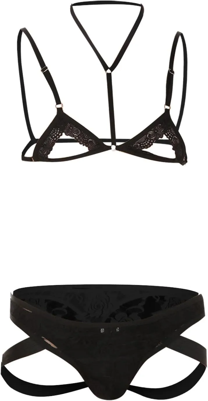 Sexy Lingerie for Men Men's Sexy Buttock Exposing Double Thong Cotton Bondage Thong Mens Sexy Underwear Open Front