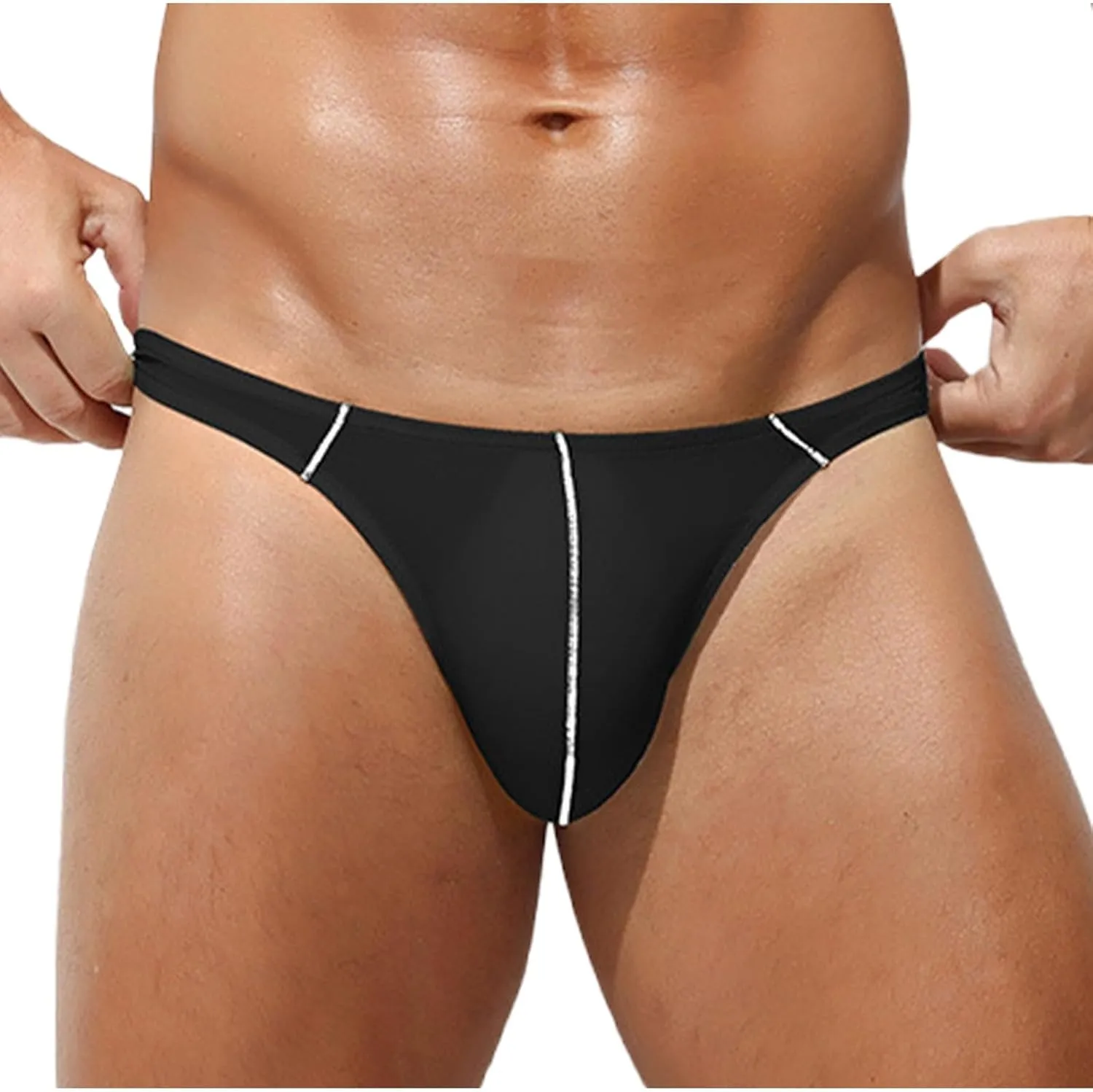Sexy Underwear for Men Low Waist G-String Briefs Front Pouch Thongs Stretch Athletic Panties Sissy Lingerie