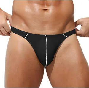 Sexy Underwear for Men Low Waist G-String Briefs Front Pouch Thongs Stretch Athletic Panties Sissy Lingerie