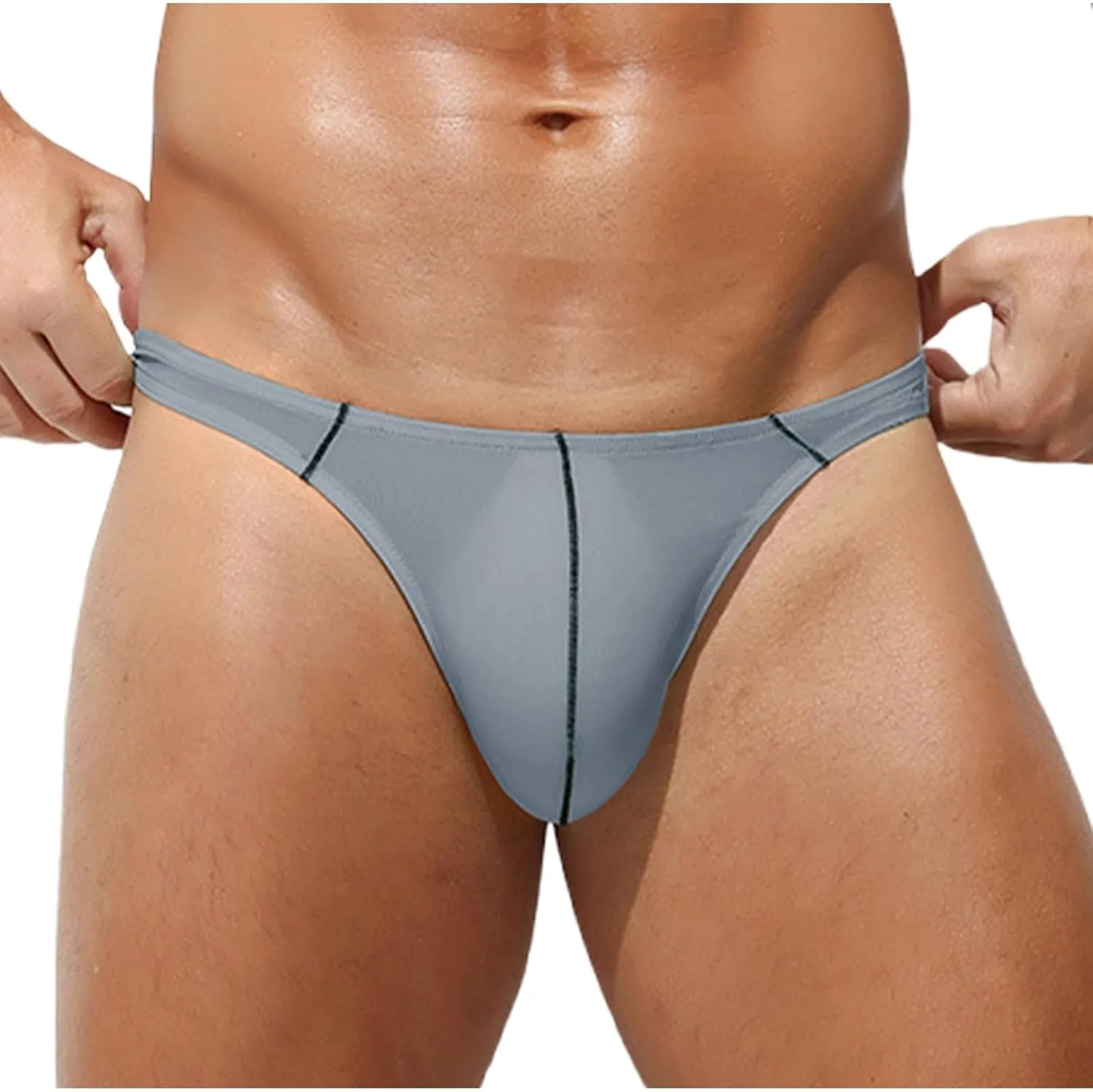 Sexy Underwear for Men Low Waist G-String Briefs Front Pouch Thongs Stretch Athletic Panties Sissy Lingerie