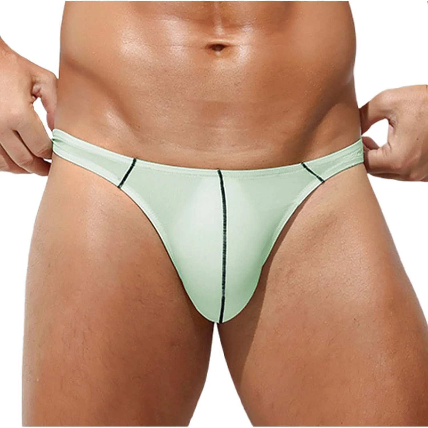 Sexy Underwear for Men Low Waist G-String Briefs Front Pouch Thongs Stretch Athletic Panties Sissy Lingerie