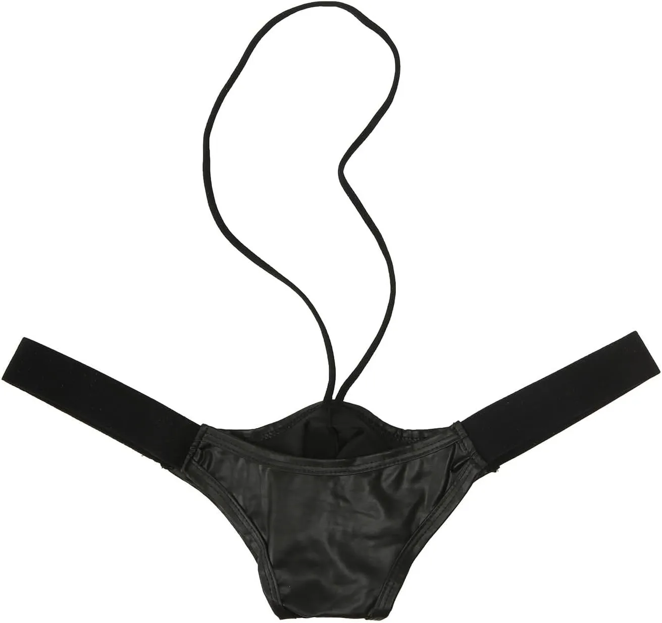 Sexy Underwear for Men Patent Leather Pouch G-String T-Back Thongs Hot Male Low Waist Cut Out Lingerie Briefs