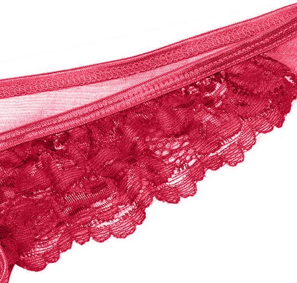 Sissy Lace Panties for Men, Floral Mesh Open Front Thongs Sexy Lace Bikini Briefs Underwear See-Through Underpants