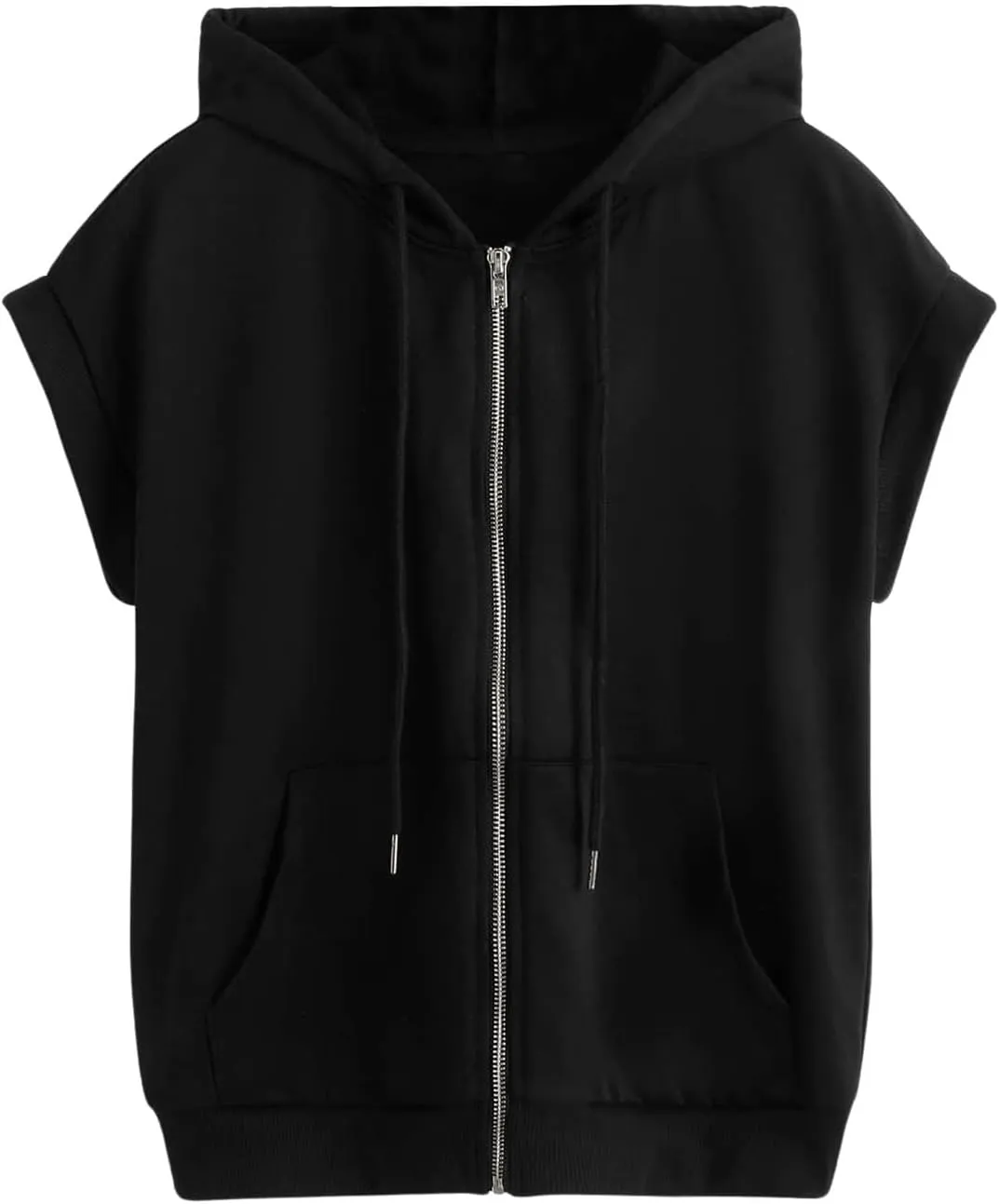 SweatyRocks Women's Sleeveless Zip Up Hoodies Tops Drawstring Casual Workout Sweatshirt Lightweight Jacket Vest with Pocket