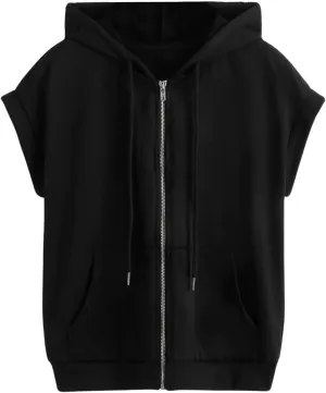 SweatyRocks Women's Sleeveless Zip Up Hoodies Tops Drawstring Casual Workout Sweatshirt Lightweight Jacket Vest with Pocket