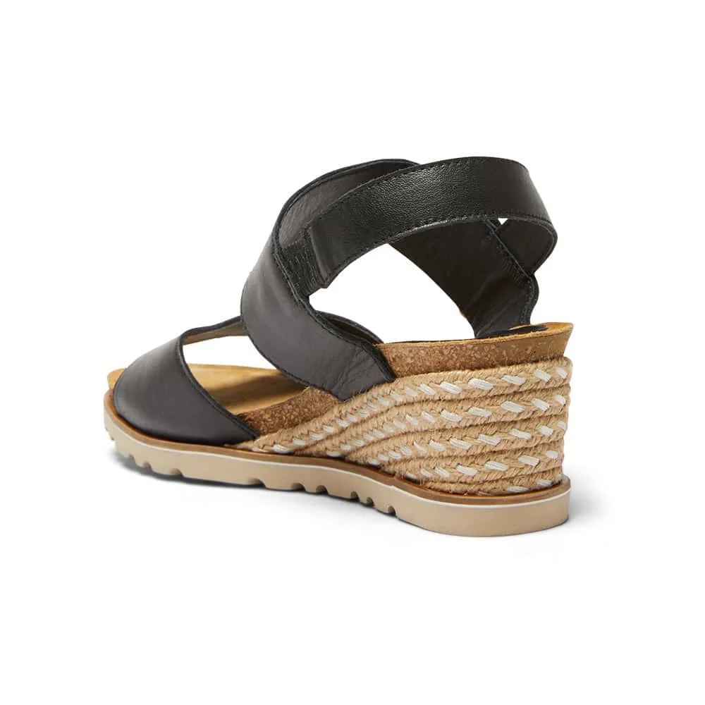 Terrace Espadrille in Black Leather