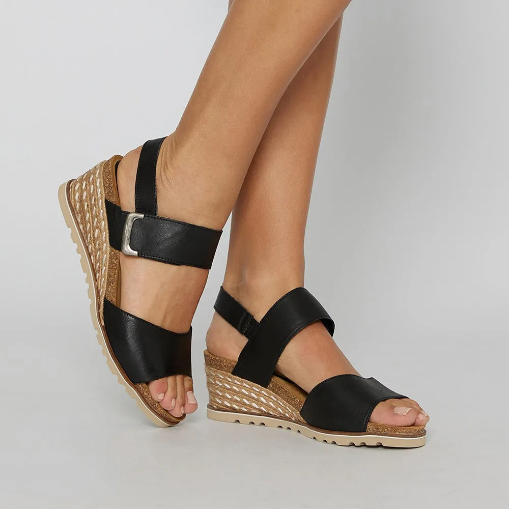 Terrace Espadrille in Black Leather