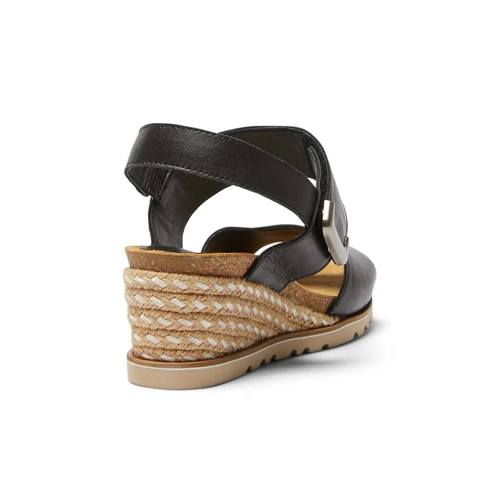 Terrace Espadrille in Black Leather