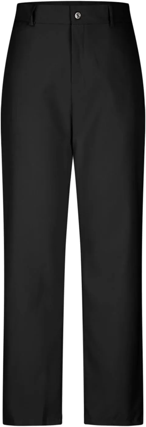 Trendy Business Casual Pants for Women 2024 Button Waist Solid Color Slim Trousers with Pockets Summer Work Pants