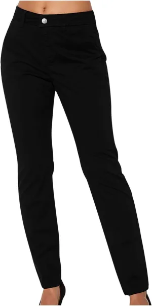 Trendy Business Casual Pants for Women 2024 Button Waist Solid Color Slim Trousers with Pockets Summer Work Pants