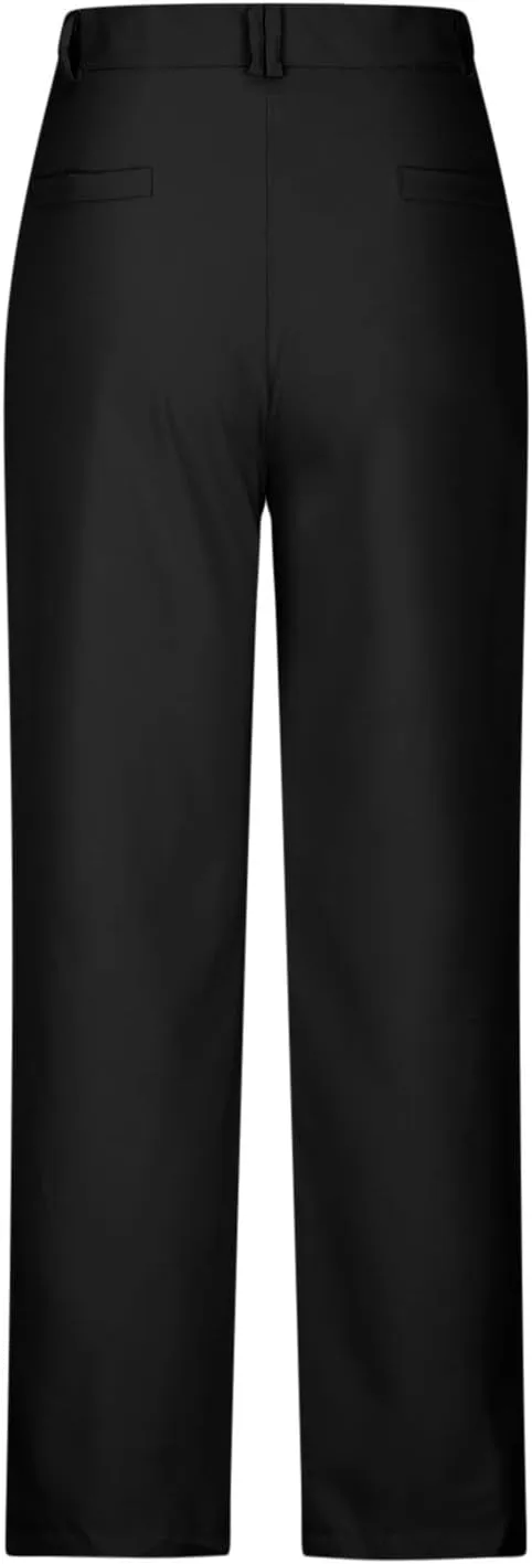 Trendy Business Casual Pants for Women 2024 Button Waist Solid Color Slim Trousers with Pockets Summer Work Pants