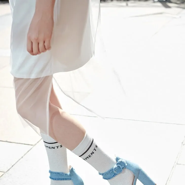 VenusFox Summer Gauze Overlay Knitted Letter Dress
