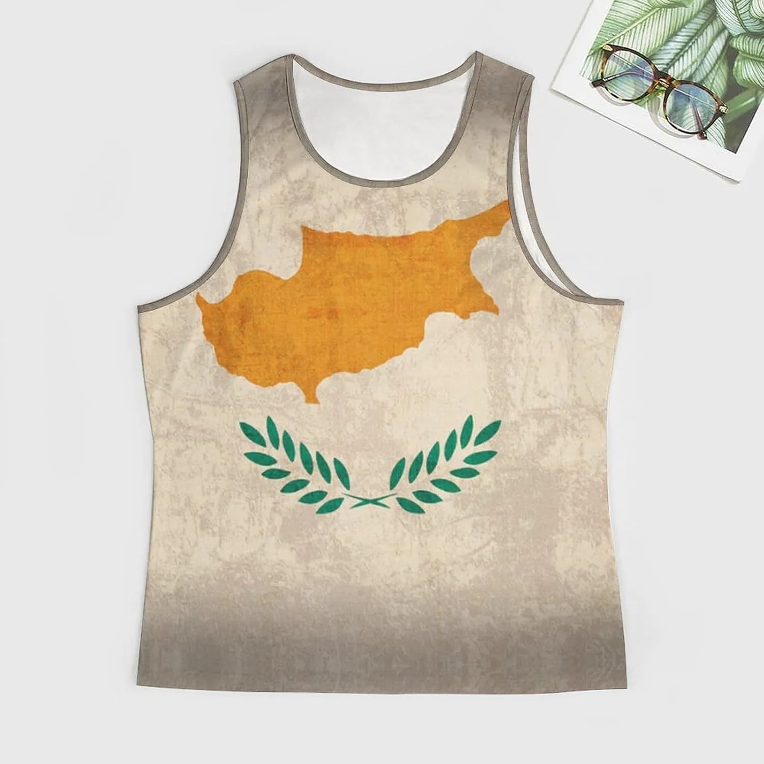 Vintage Cyprus Flag Men's Activewear Tank Tops Gym Sleeveless Muscle T Shirts Workout Tees Vest