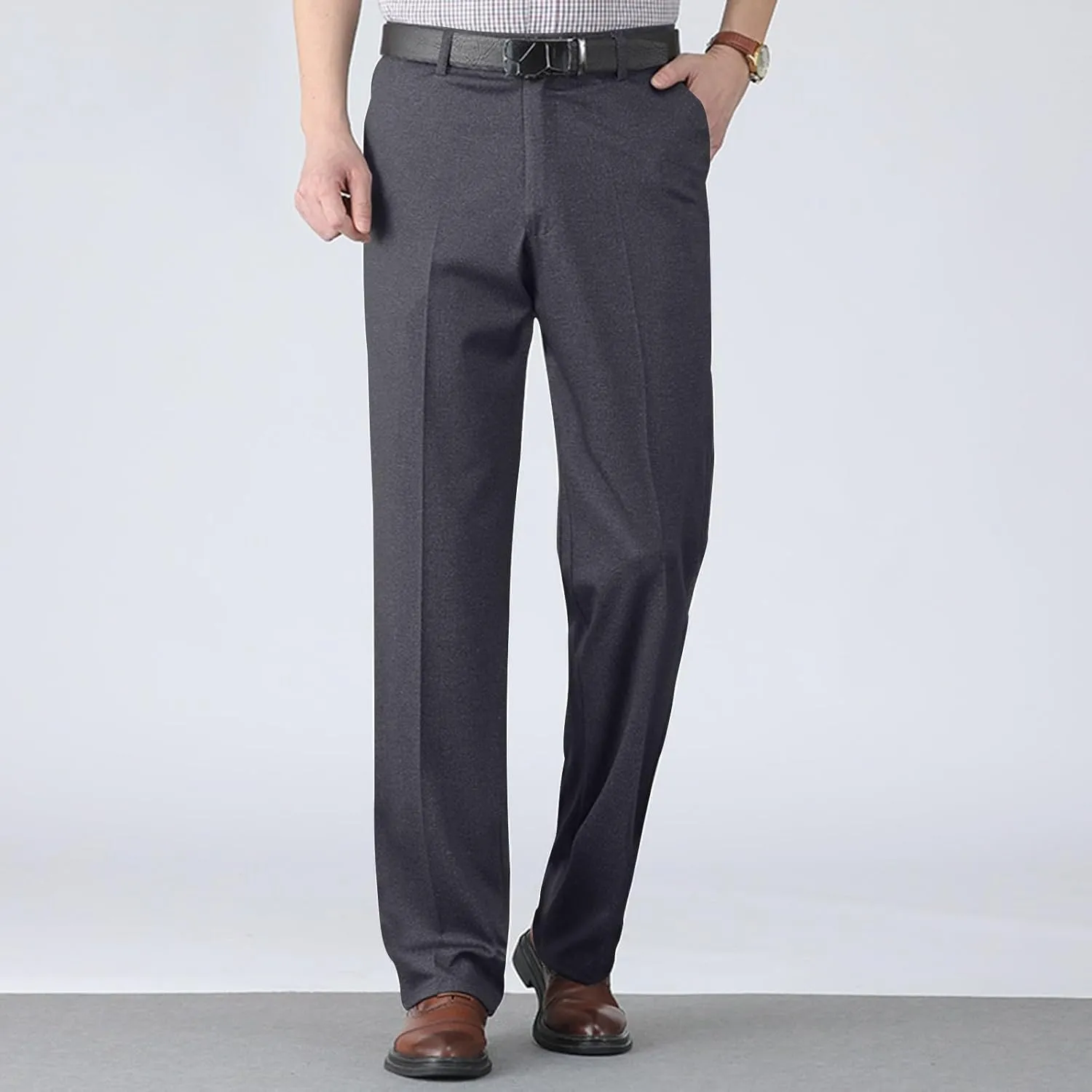 Vintage Dress Pants for Men Regular Fit Business Casual Pants Lightweight Dressy Golf Pants with Pockets