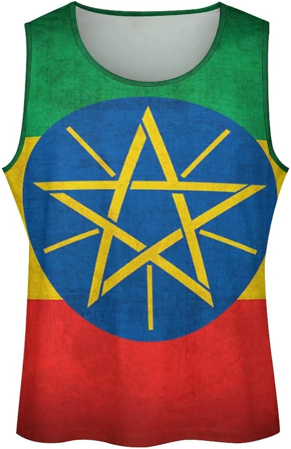 Vintage Ethiopia Flag Men's Activewear Tank Tops Gym Sleeveless Muscle T Shirts Workout Tees Vest