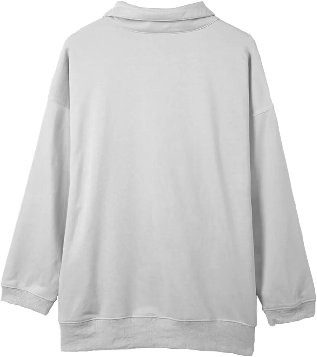 VISLILY Plus-Size-Sweatshirts for Women Oversized Half Zip Pullover Casual Long Sleeve Sweater Trendy Tops with Pocket XL-5XL