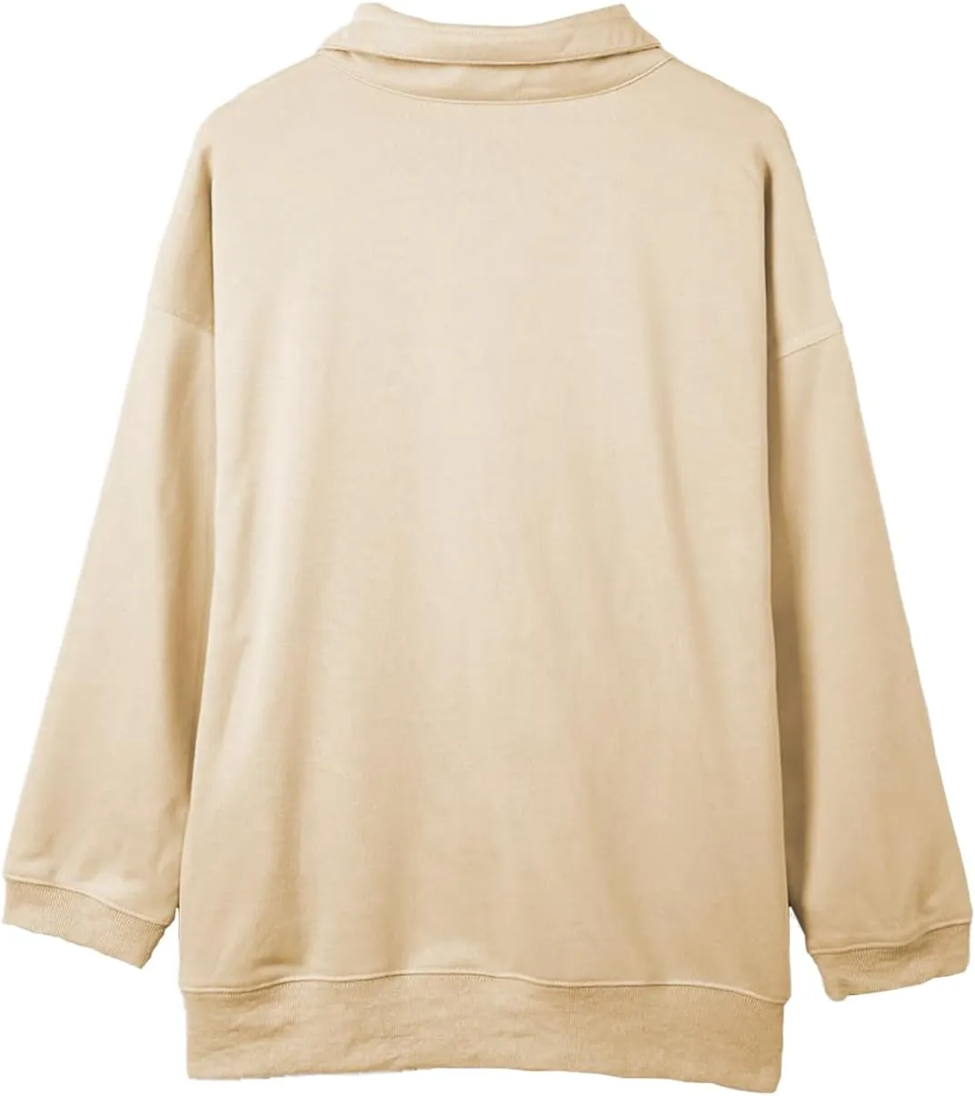 VISLILY Plus-Size-Sweatshirts for Women Oversized Half Zip Pullover Casual Long Sleeve Sweater Trendy Tops with Pocket XL-5XL