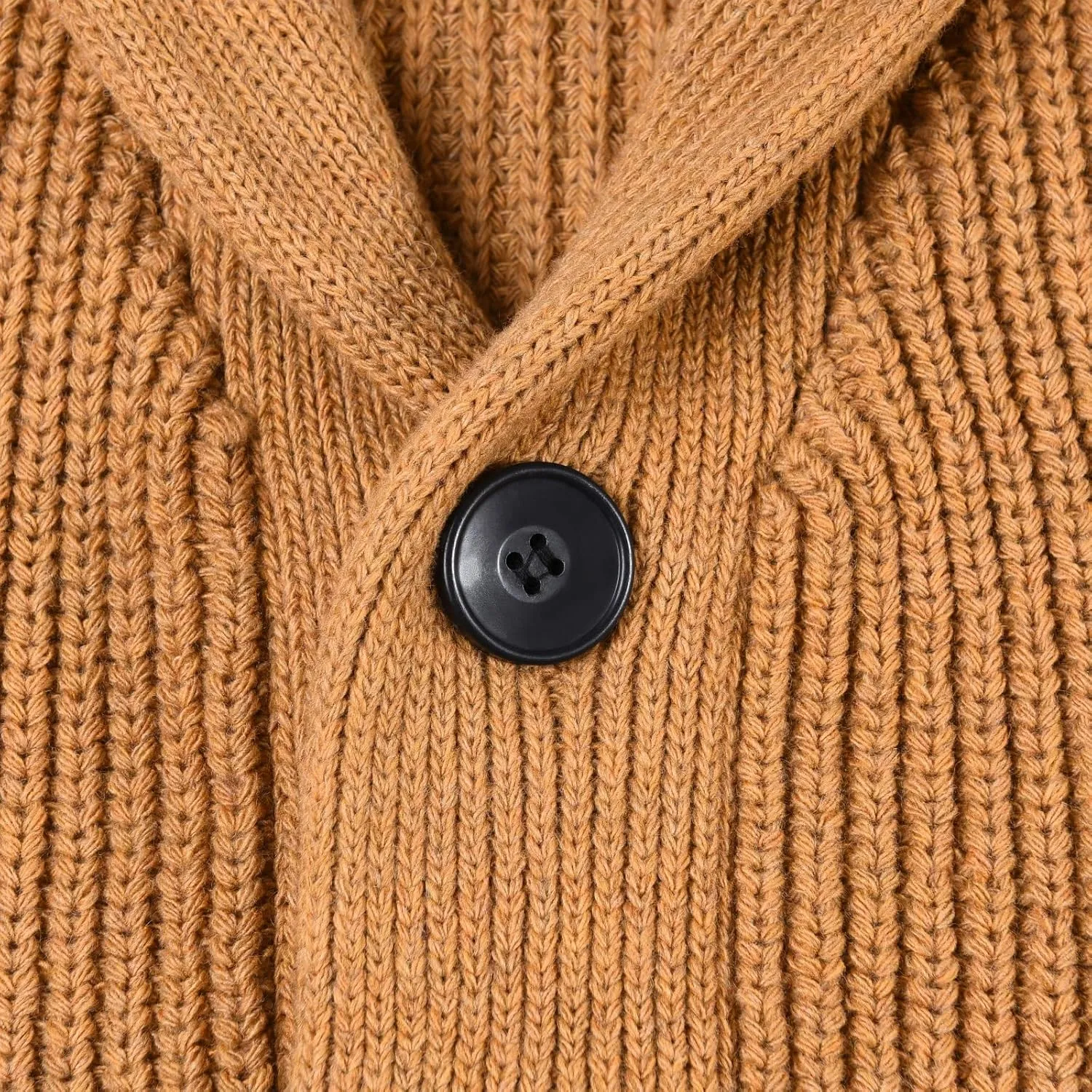 VOBOOM Men's Knitwear Button Down Shawl Collar Cardigan Sweater with Pockets
